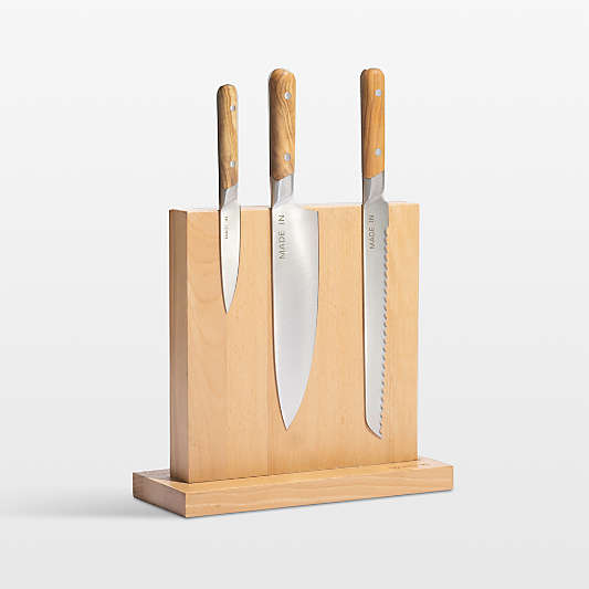 Made In 3-Piece Knife Set in Olivewood with Block