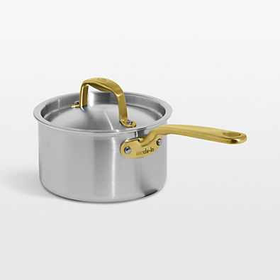 View Made In CeramiClad™ Non-Stick 2-Qt. Saucepan with Antique Brass Hardware details