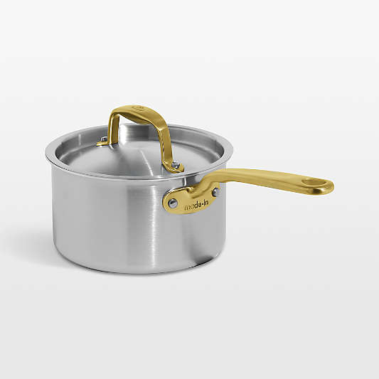 Made In CeramiClad™ Non-Stick 2-Qt. Saucepan with Antique Brass Hardware