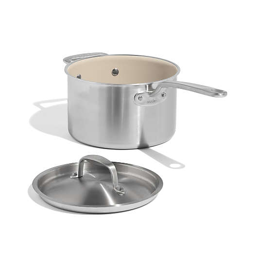 Made In CeramiClad™ Non-Stick 4-Qt. Saucepan with Stainless Steel Hardware