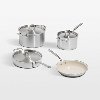 View Made In CeramiClad™ Non-Stick 7-Piece Cookware Set with Stainless Steel Hardware details