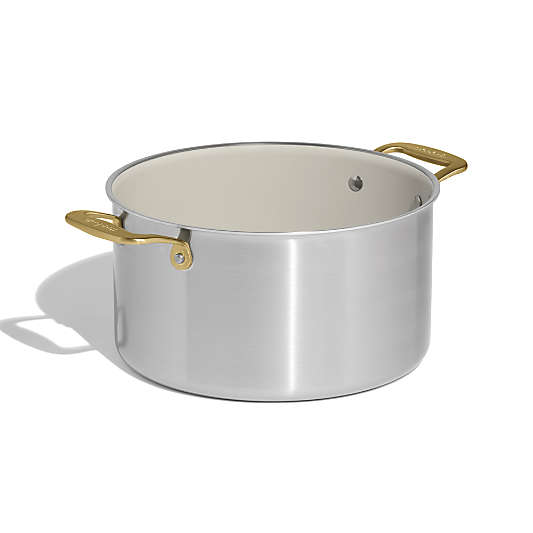 Made In CeramiClad™ Non-Stick 8-Qt. Stockpot with Antique Brass Hardware