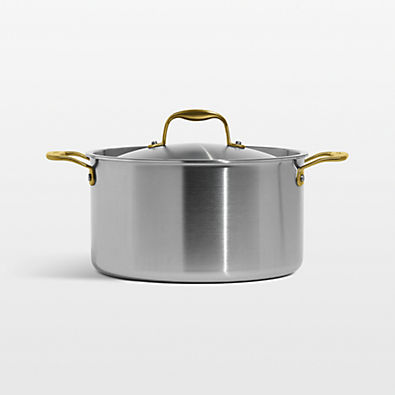 View Made In CeramiClad™ Non-Stick 8-Qt. Stockpot with Antique Brass Hardware details