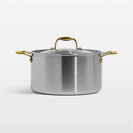 Made In CeramiClad™ Non-Stick 8-Qt. Stockpot with Antique Brass Hardware