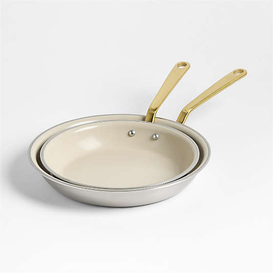 Made In CeramiClad™ Non-Stick 10" and 12" Fry Pan Set with Antique Brass Hardware