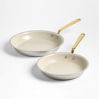 Made In CeramiClad™ Non-Stick 10" and 12" Fry Pan Set with Antique Brass Hardware