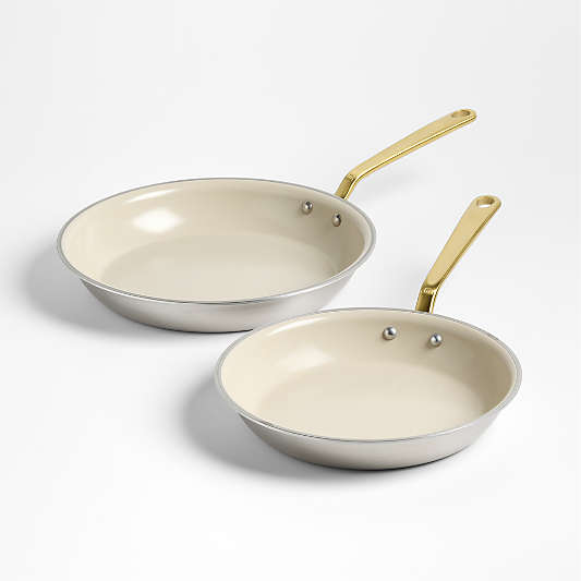 Made In CeramiClad™ Non-Stick 10" and 12" Fry Pan Set with Antique Brass Hardware