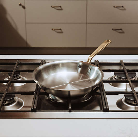 Made In Stainless Clad 10" Fry Pan with Antique Brass Hardware