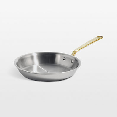 View Made In Stainless Clad 10" Fry Pan with Antique Brass Hardware details