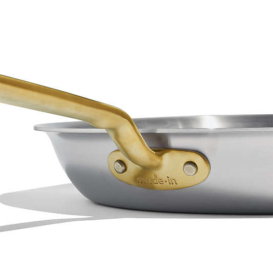 Made In Stainless Clad 12" Fry Pan with Antique Brass Hardware