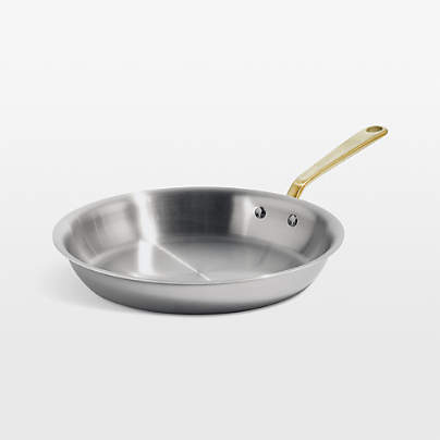 Made In Stainless Clad 12" Fry Pan with Antique Brass Hardware