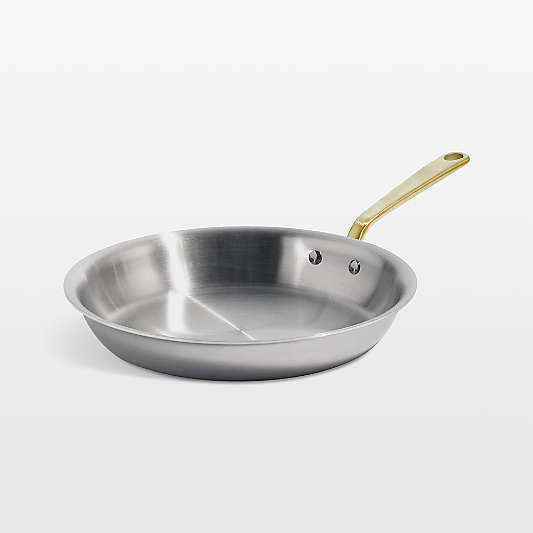Made In Stainless Clad 12" Fry Pan with Antique Brass Hardware