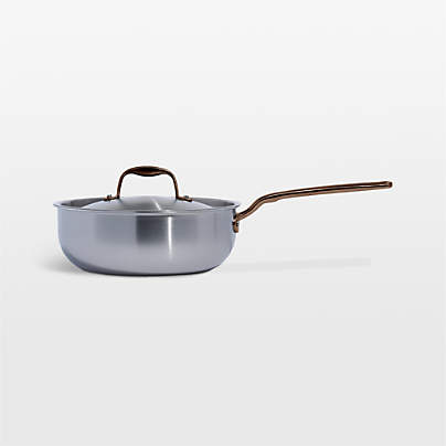 Made In Stainless Clad 3-Qt. Saucier with Brushed Copper Hardware