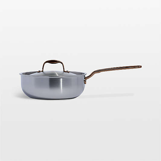 Made In Stainless Clad 3-Qt. Saucier with Brushed Copper Hardware