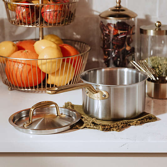 Made In Stainless Clad 5-Piece Cookware Set with Antique Brass Hardware