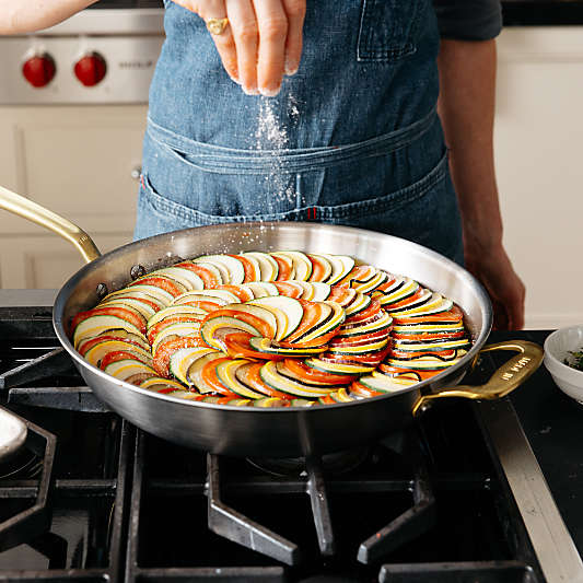 Made In Stainless Clad 6-Qt. Weeknight Pan with Antique Brass Hardware