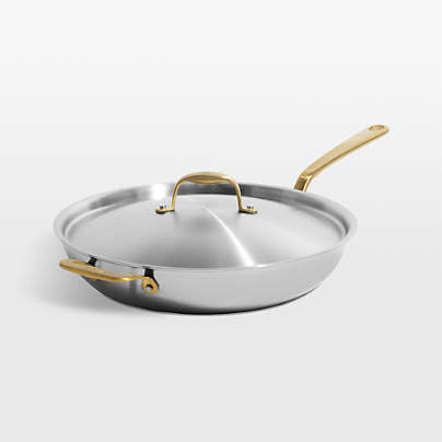 Made In Stainless Clad 6-Qt. Weeknight Pan with Antique Brass Hardware