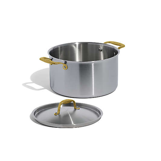 Made In Stainless Clad 8-Qt. Stockpot with Antique Brass Hardware