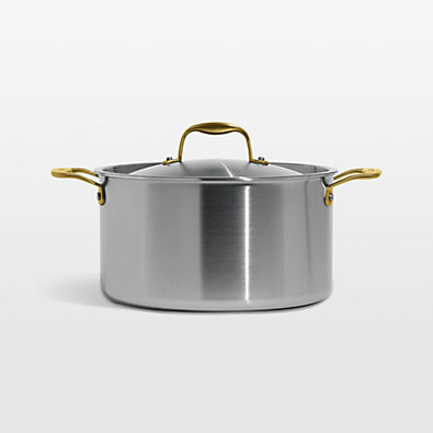 View Made In Stainless Clad 8-Qt. Stockpot with Antique Brass Hardware details