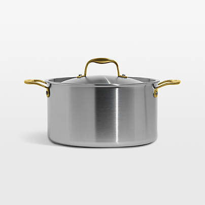 Made In Stainless Clad 8-Qt. Stockpot with Antique Brass Hardware