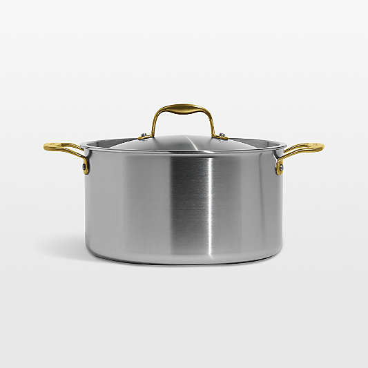 Made In Stainless Clad 8-Qt. Stockpot with Antique Brass Hardware