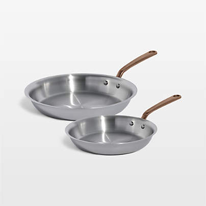 Made In Stainless Clad 10" and 12" Fry Pan Set with Brushed Copper Hardware