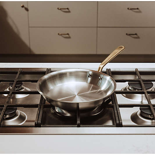 Made In Stainless Clad 10" and 12" Fry Pan Set with Antique Brass Hardware