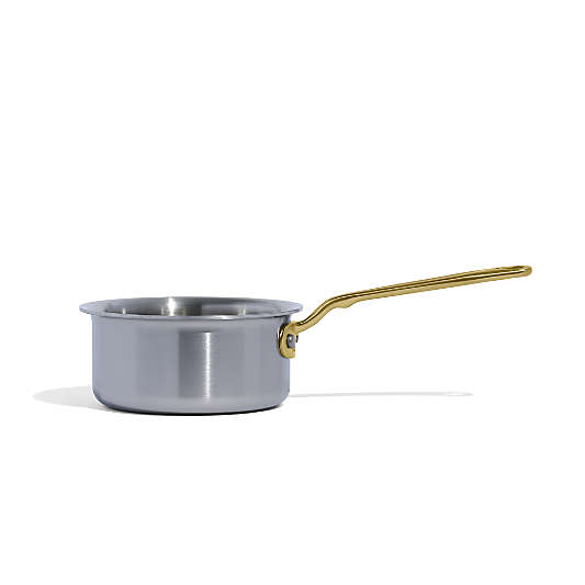 Made In Stainless Clad .75-Qt. Butter Warmer with Antique Brass Hardware