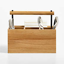 Madeira Oak Flatware Caddy | Crate & Barrel