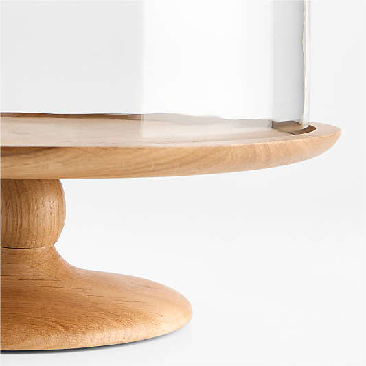 Madeira Oak Wood Cake Stand with Glass Lid