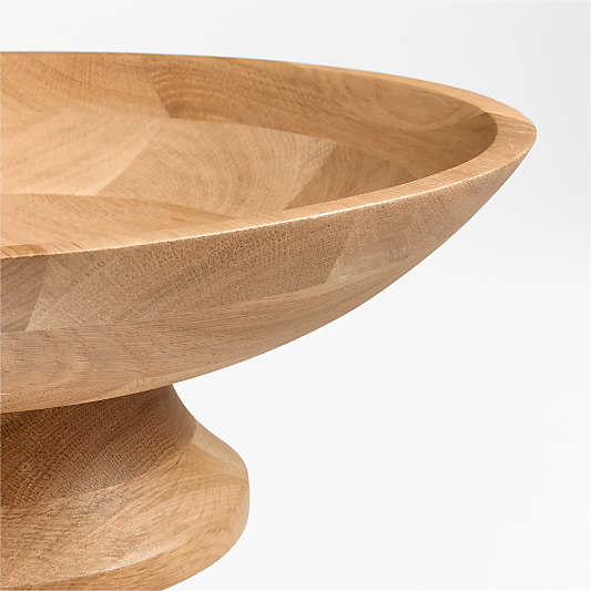 Madeira Oak Wood Tall Footed Serving Bowl