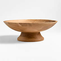 Madeira Oak Wood Tall Footed Serving Bowl + Reviews | Crate & Barrel