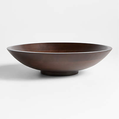 Madeira 12" Walnut-Finished Acacia Wood Salad Serving Bowl