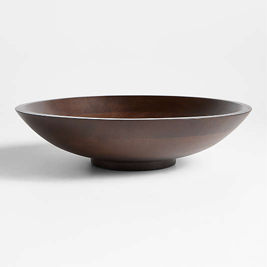 Madeira 12" Walnut-Finished Acacia Wood Salad Serving Bowl