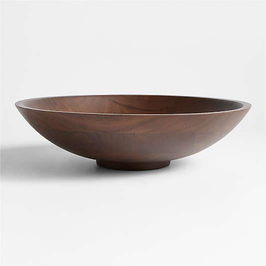 Madeira 14" Walnut-Finished Acacia Wood Salad Serving Bowl