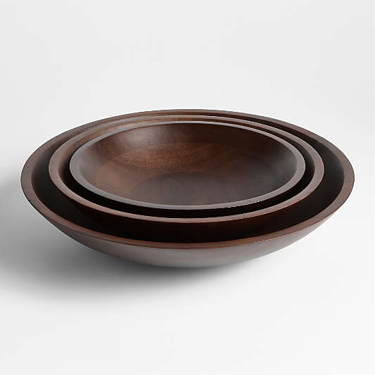 Madeira 17" Walnut-Finished Acacia Wood Salad Serving Bowl