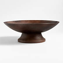 Madeira Walnut-Finished Acacia Wood Tall Footed Serving Bowl + Reviews | Crate & Barrel