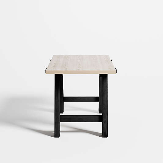 Madison 72" Bleached Wood Desk with Ebonized Base