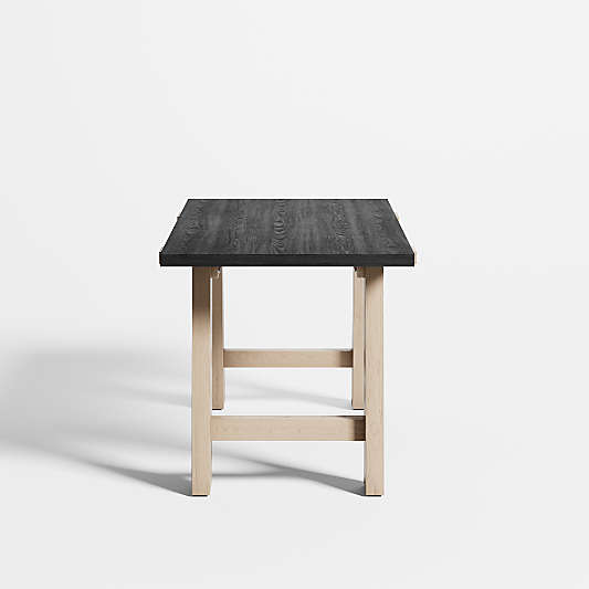 Madison 72" Ebonized Wood Desk with Bleached Base