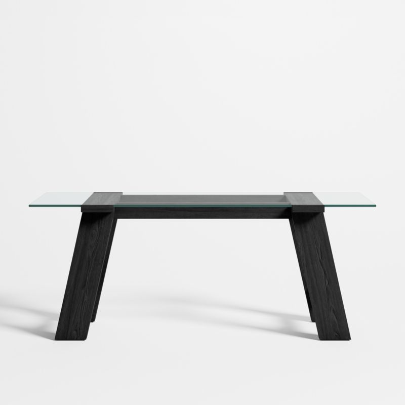 Madison 72" Glass Desk with Ebonized Wood Base