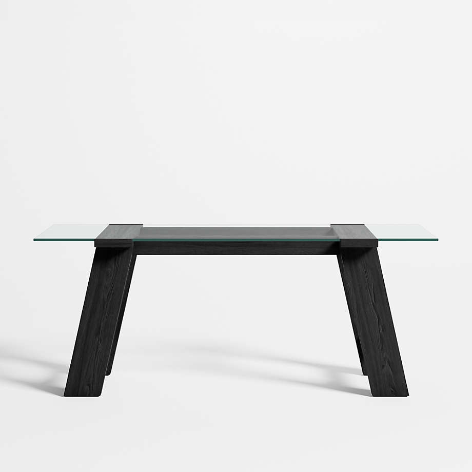 Madison 72" Glass Desk with Ebonized Wood Base + Reviews Crate & Barrel