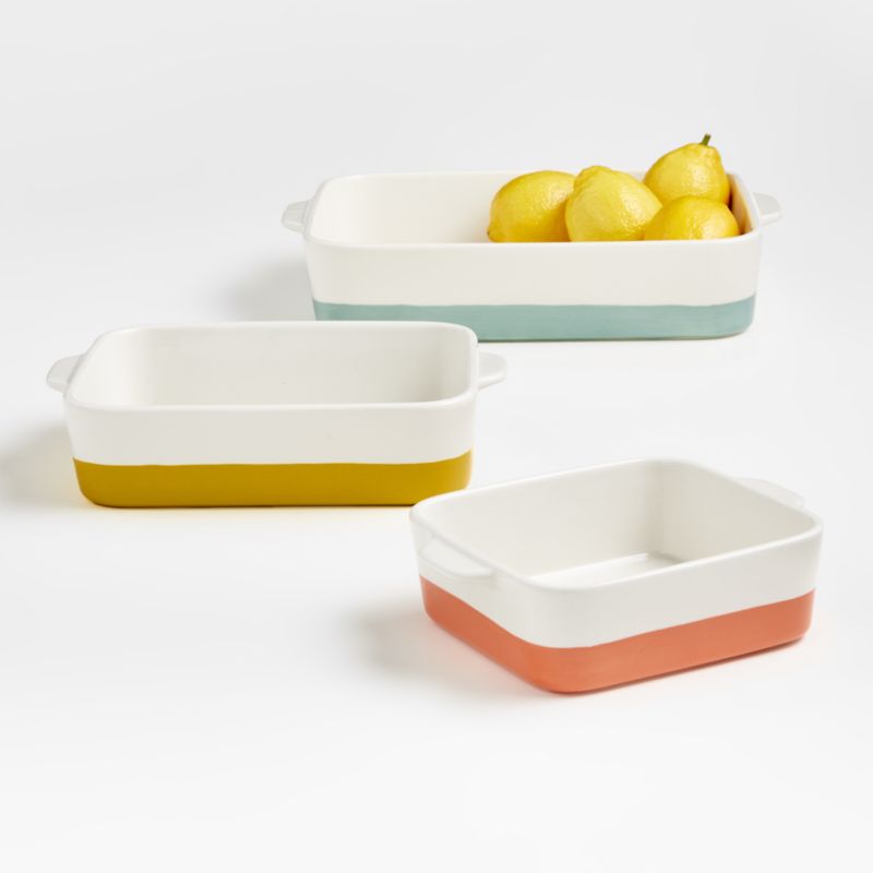 Maeve Dipped Ceramic Baking Dishes, Set of 3 + Reviews Crate & Barrel