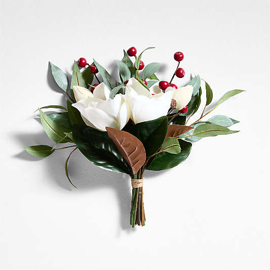 Faux Magnolia and Berry Holiday Bunch 16"