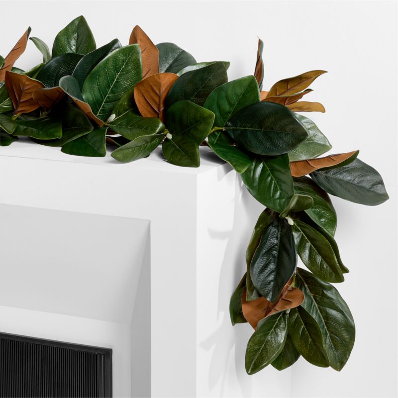 Faux Magnolia Holiday Garland 6' - image 0 of 6