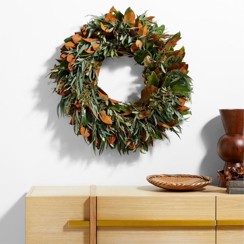 Live Magnolia & Willow Wreath + Reviews | Crate & Barrel