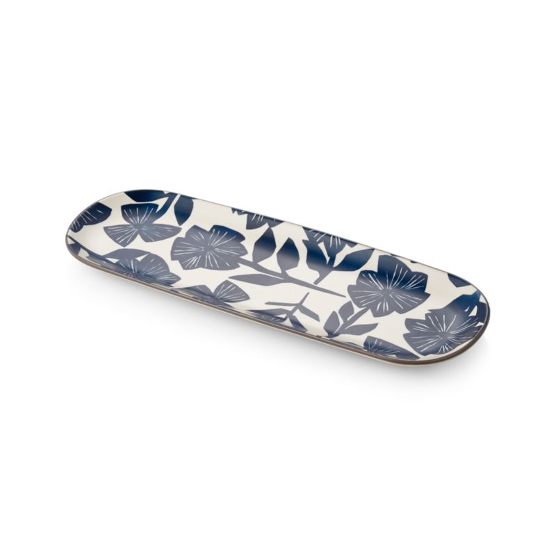 Mai Blue Floral Platter + Reviews | Crate & Barrel