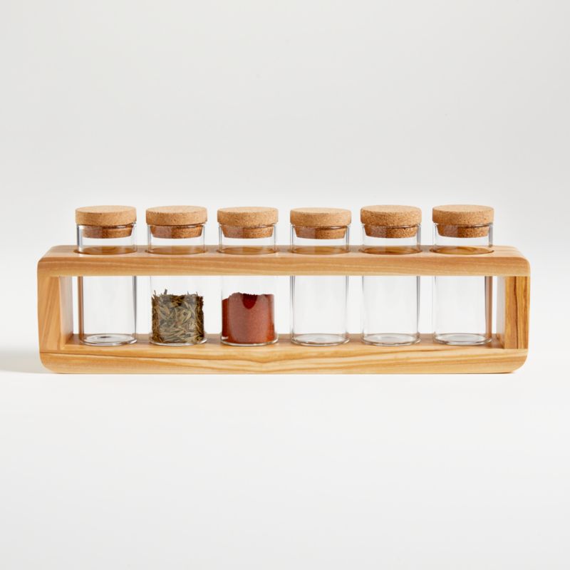 Maia Olivewood 6 Jar Spice Rack Reviews Crate Barrel