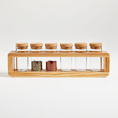 View Maia Olivewood 6-Jar Spice Rack details