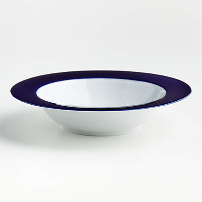 Cobalt Blue And White Glass large serving bowl