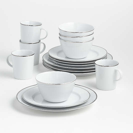 Maison Platinum Rim 16-Piece Dinnerware Set